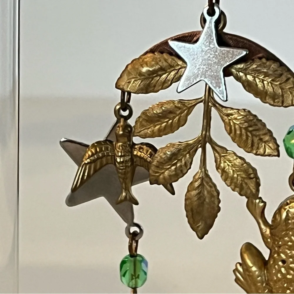 Vintage Island Magic Gold Tone Animal Charm Earrings